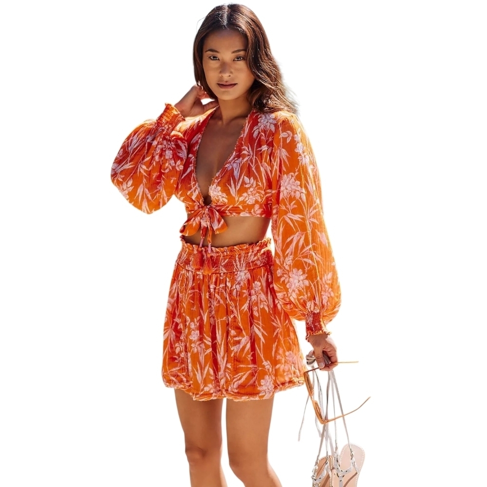 Anthropologie printed Gauze Ensemble top and Skirt